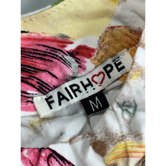 Fairhope Floral Ruffle Sleeve Top Pintuck Detail White Pink Yellow M - Picture 5 of 11